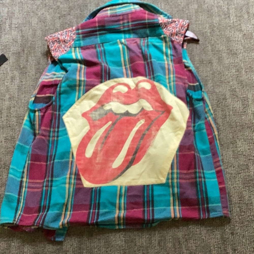 Vintage90s Rolling Stones tongue flannel vest